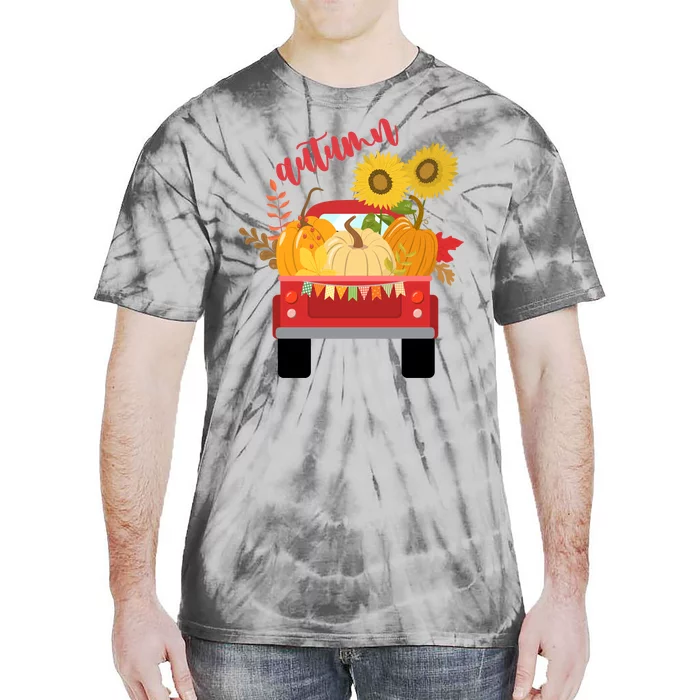 Autumn Sunflower Pumpkin Vintage Truck Tie-Dye T-Shirt