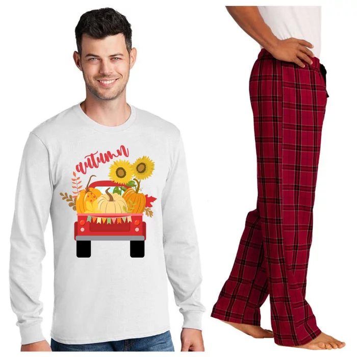 Autumn Sunflower Pumpkin Vintage Truck Long Sleeve Pajama Set