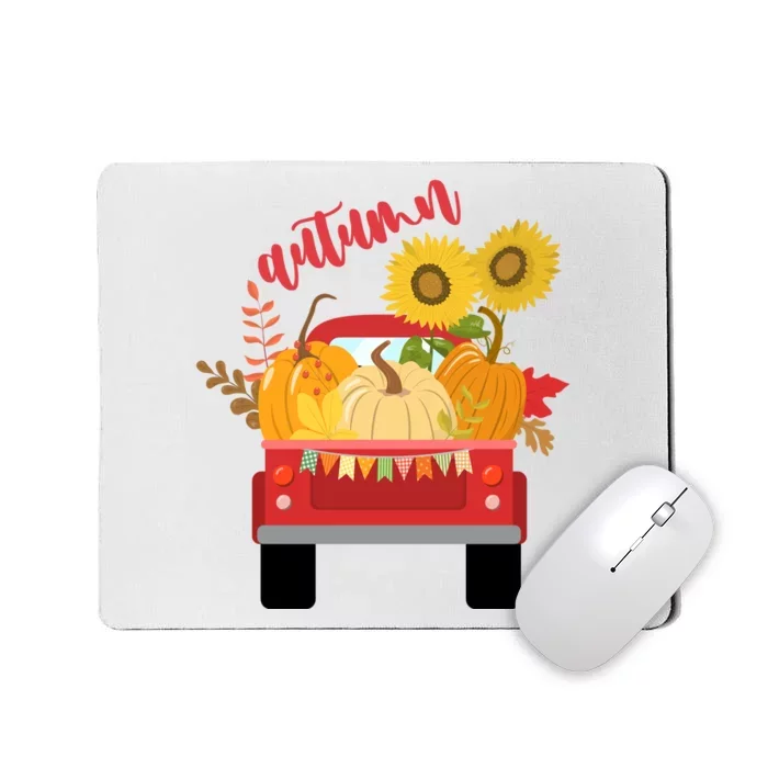 Autumn Sunflower Pumpkin Vintage Truck Mousepad