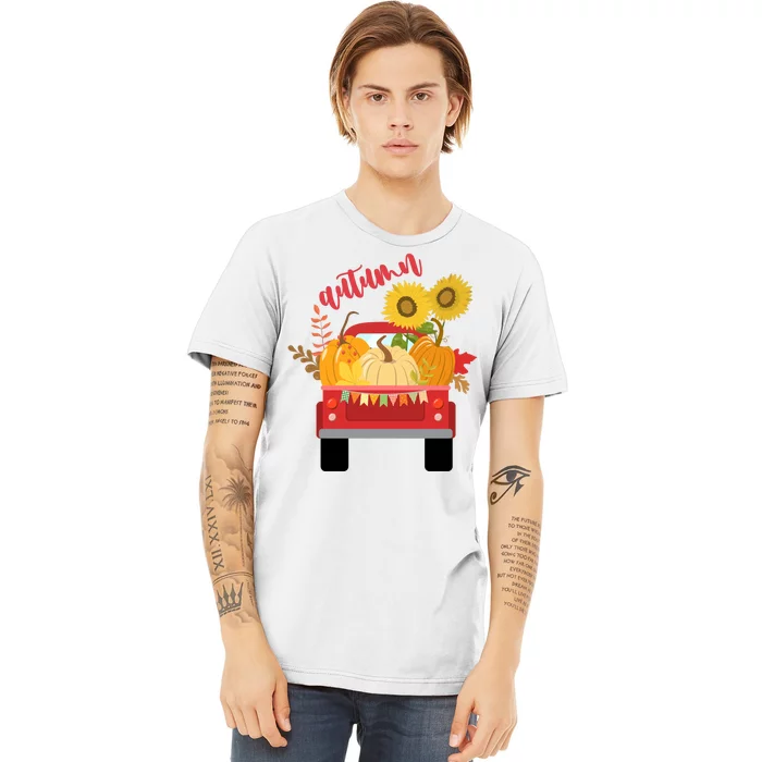 Autumn Sunflower Pumpkin Vintage Truck Premium T-Shirt