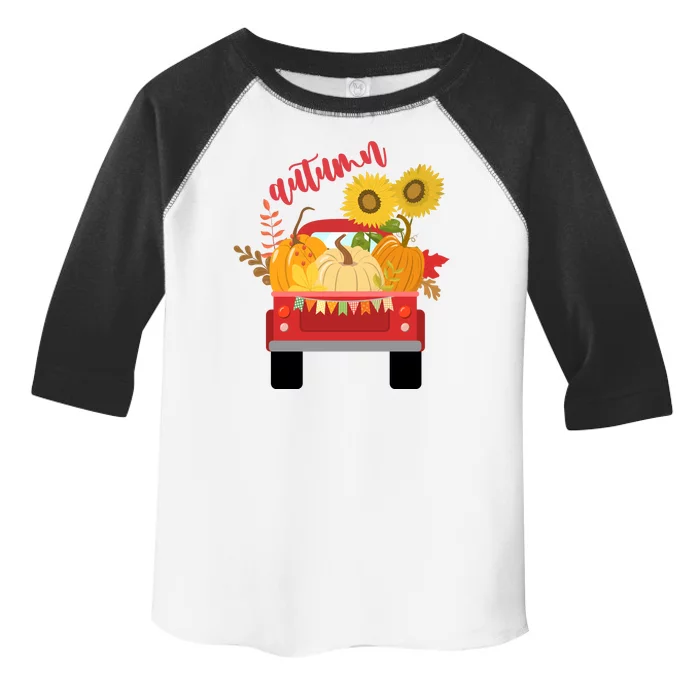 Autumn Sunflower Pumpkin Vintage Truck Toddler Fine Jersey T-Shirt