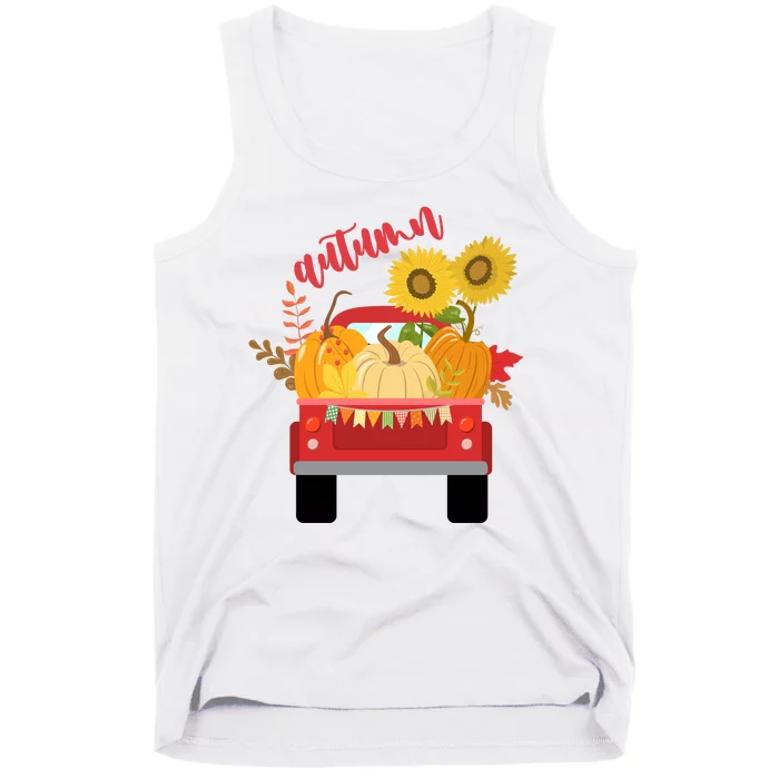 Autumn Sunflower Pumpkin Vintage Truck Tank Top