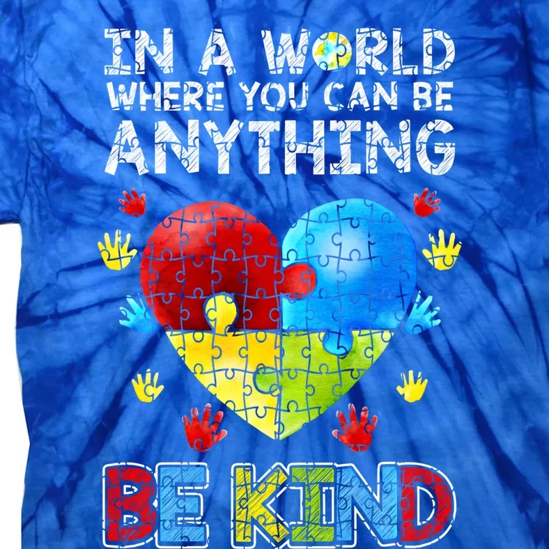 Autistic Support Puzzle Be Kind Autism Awareness Gift Tie-Dye T-Shirt