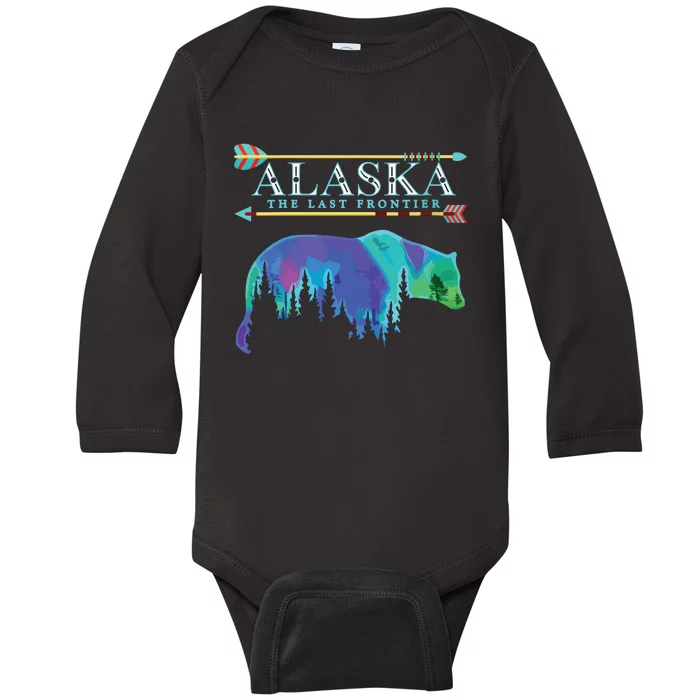 Alaska State Pride Alaska Northern Lights Alaskan Bear Baby Long Sleeve Bodysuit