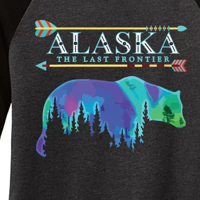 Alaska State Pride Alaska Northern Lights Alaskan Bear Women's Tri-Blend 3/4-Sleeve Raglan Shirt