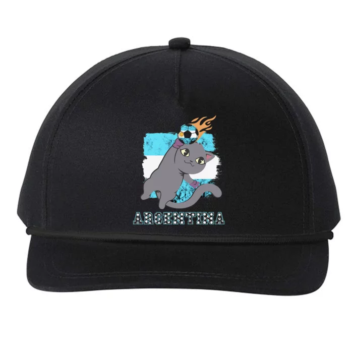 Argentina Soccer Player Cat Argentinian Flag Argentina Snapback Five-Panel Rope Hat