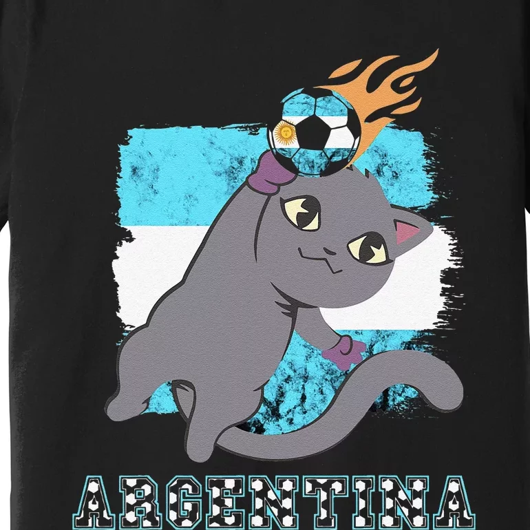 Argentina Soccer Player Cat Argentinian Flag Argentina Premium T-Shirt