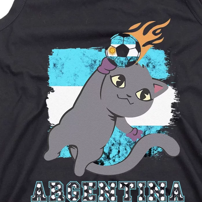 Argentina Soccer Player Cat Argentinian Flag Argentina Tank Top