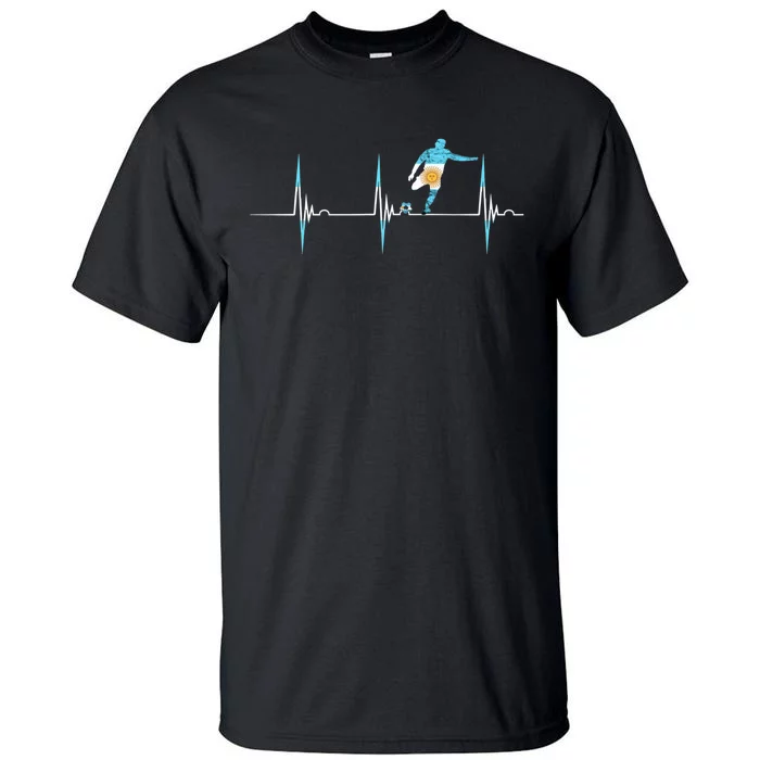 Argentina Soccer Player Ball Heartbeat EKG Pulse Argentina Tall T-Shirt