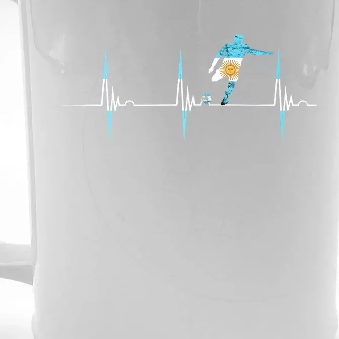 Argentina Soccer Player Ball Heartbeat EKG Pulse Argentina Front & Back Beer Stein