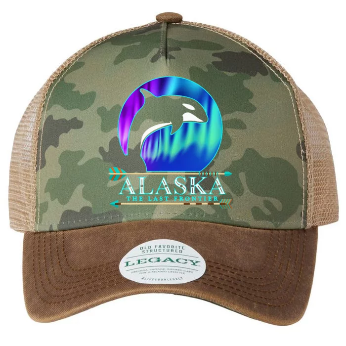 Alaska State Pride Alaska Northern Lights Alaskan Orca Whale Legacy Tie Dye Trucker Hat