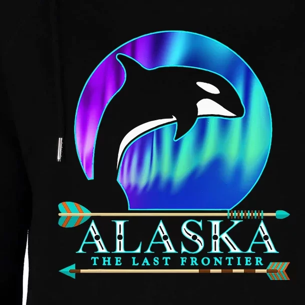 Alaska State Pride Alaska Northern Lights Alaskan Orca Whale Womens Funnel Neck Pullover Hood