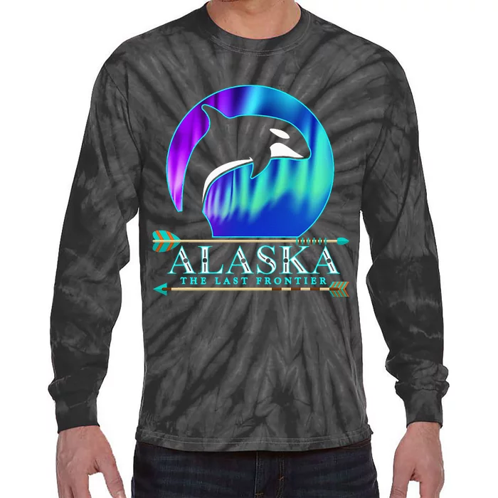 Alaska State Pride Alaska Northern Lights Alaskan Orca Whale Tie-Dye Long Sleeve Shirt