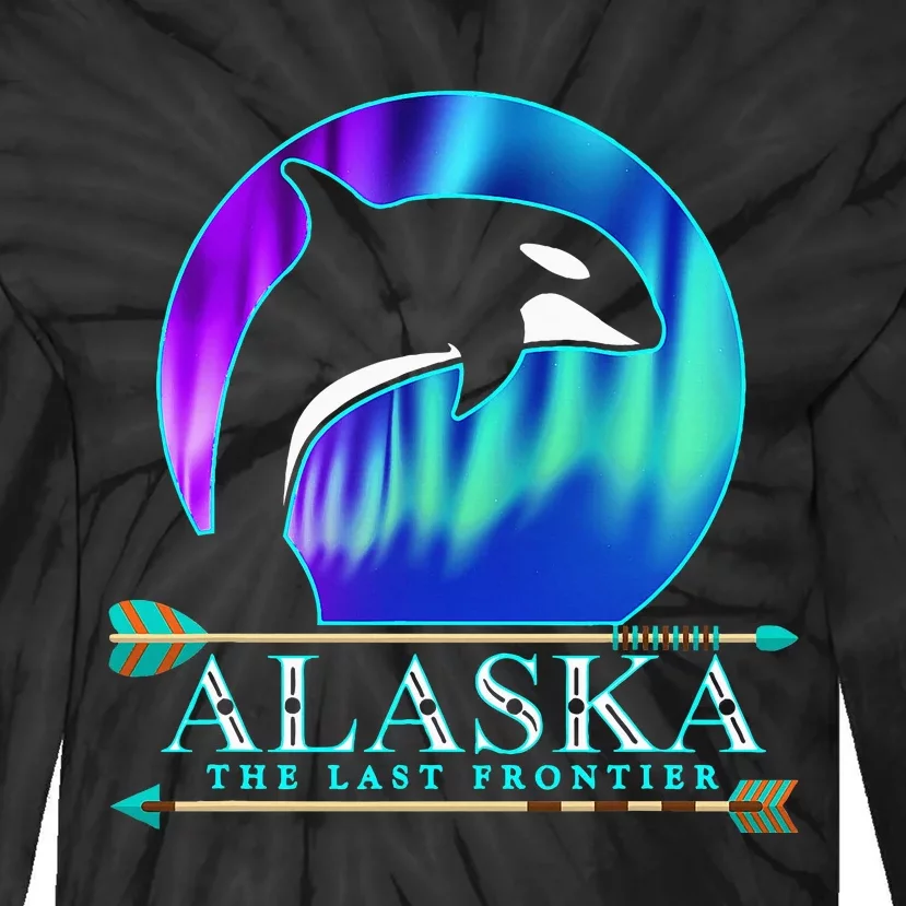 Alaska State Pride Alaska Northern Lights Alaskan Orca Whale Tie-Dye Long Sleeve Shirt