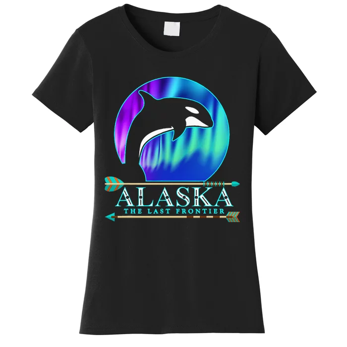 Alaska State Pride Alaska Northern Lights Alaskan Orca Whale Women's T-Shirt