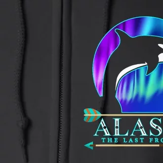 Alaska State Pride Alaska Northern Lights Alaskan Orca Whale Full Zip Hoodie