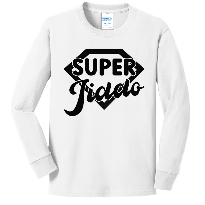 Arab Superhero Pop Funny Arab Grandpa Super Jiddo Kids Long Sleeve Shirt