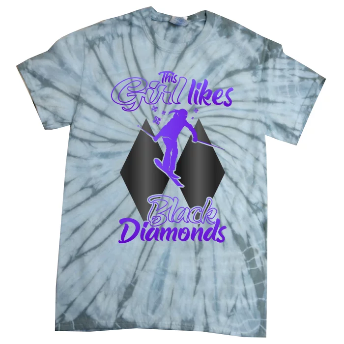 Apres Ski Party Outfit This Likes Black Diamonds Skiing Gift Tie-Dye T-Shirt