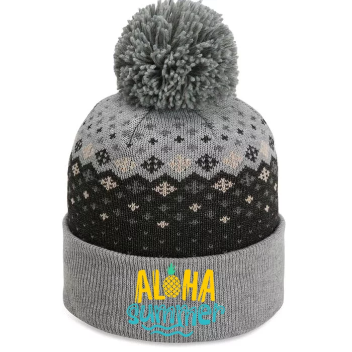 Aloha Summer Pineapple Tropical The Baniff Cuffed Pom Beanie