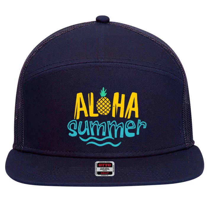 Aloha Summer Pineapple Tropical 7 Panel Mesh Trucker Snapback Hat