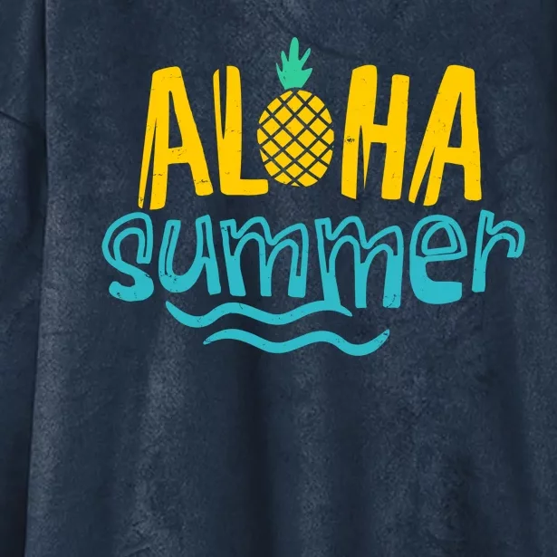 Aloha Summer Pineapple Tropical Hooded Wearable Blanket