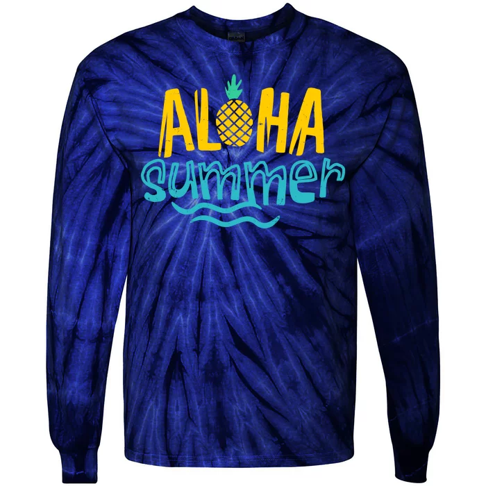 Aloha Summer Pineapple Tropical Tie-Dye Long Sleeve Shirt