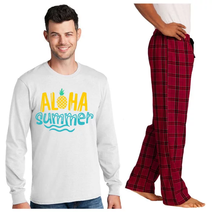 Aloha Summer Pineapple Tropical Long Sleeve Pajama Set