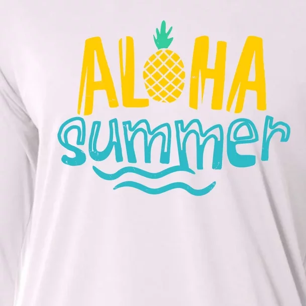 Aloha Summer Pineapple Tropical Cooling Performance Long Sleeve Crew