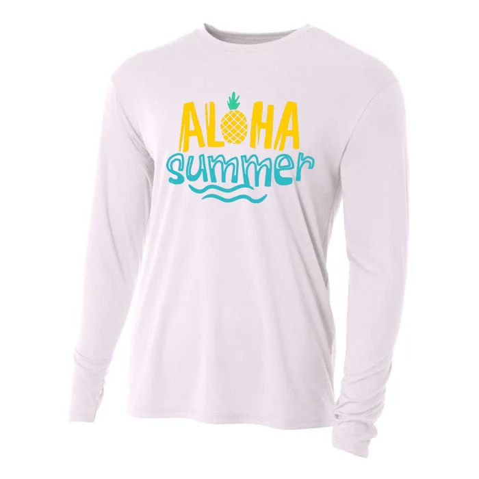 Aloha Summer Pineapple Tropical Cooling Performance Long Sleeve Crew