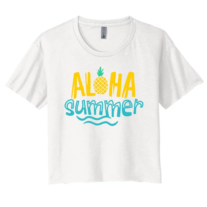 Aloha Summer Pineapple Tropical Women's Crop Top Tee