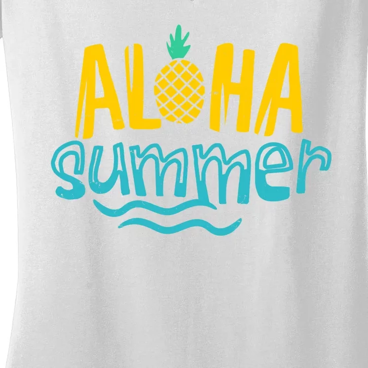 Aloha Summer Pineapple Tropical Women's V-Neck T-Shirt