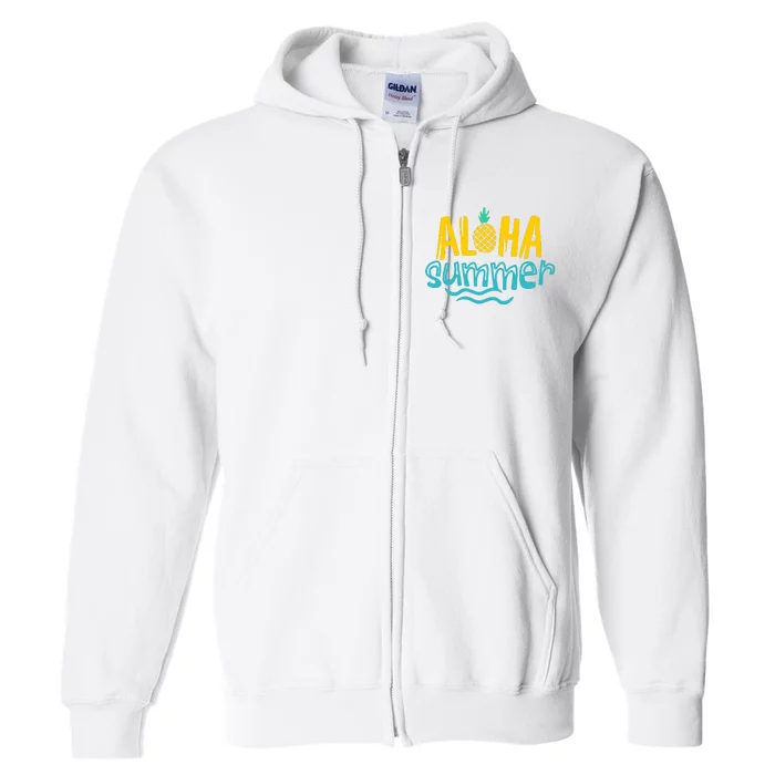 Aloha Summer Pineapple Tropical Full Zip Hoodie