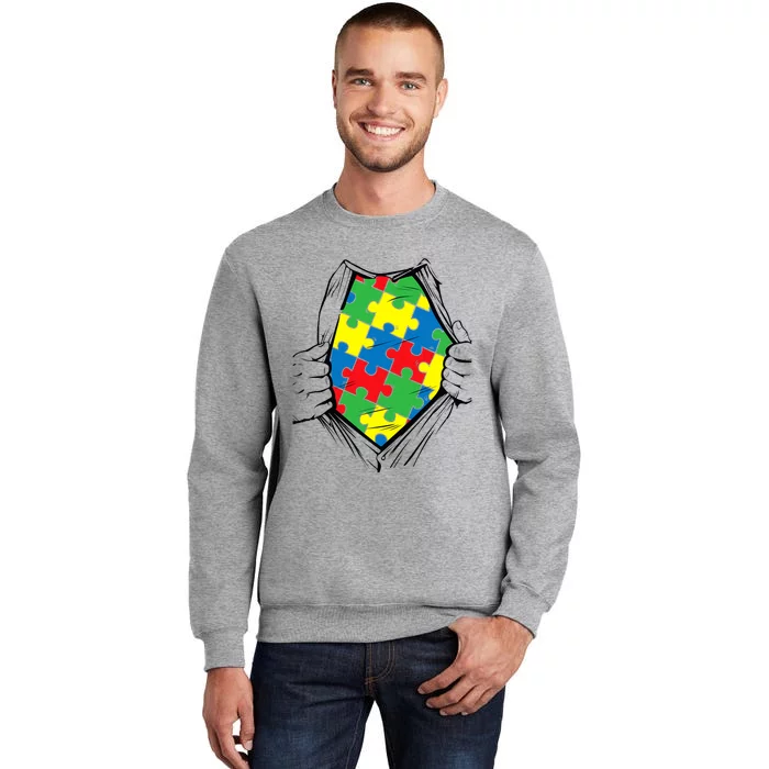 Autism Superhero Puzzle Piece Tall Sweatshirt