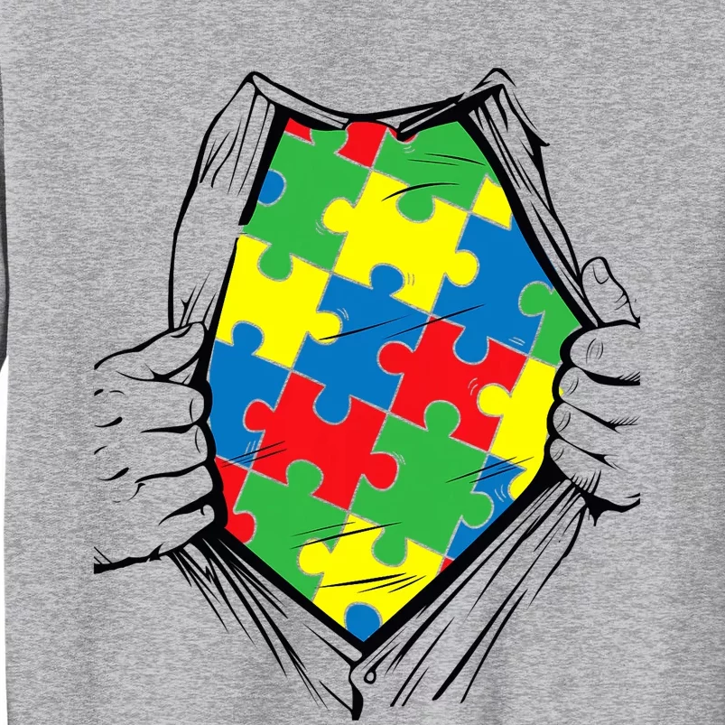 Autism Superhero Puzzle Piece Tall Sweatshirt