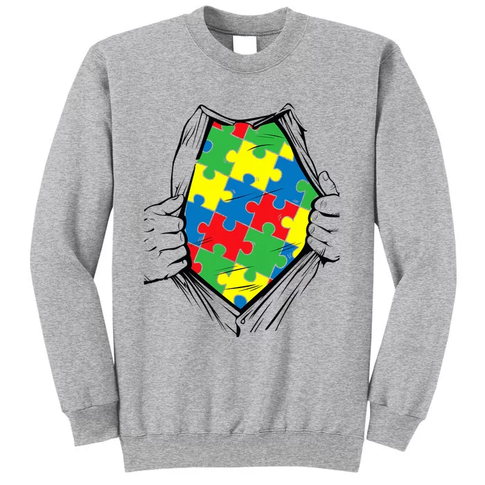 Autism Superhero Puzzle Piece Tall Sweatshirt