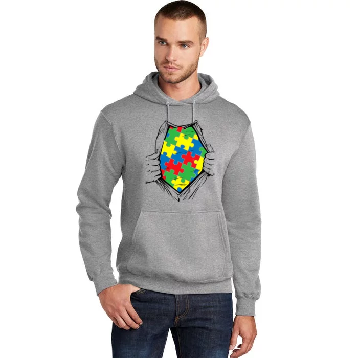 Autism Superhero Puzzle Piece Tall Hoodie