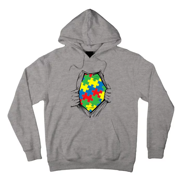 Autism Superhero Puzzle Piece Tall Hoodie