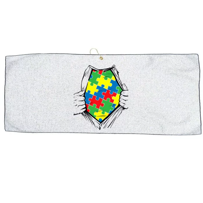 Autism Superhero Puzzle Piece Large Microfiber Waffle Golf Towel