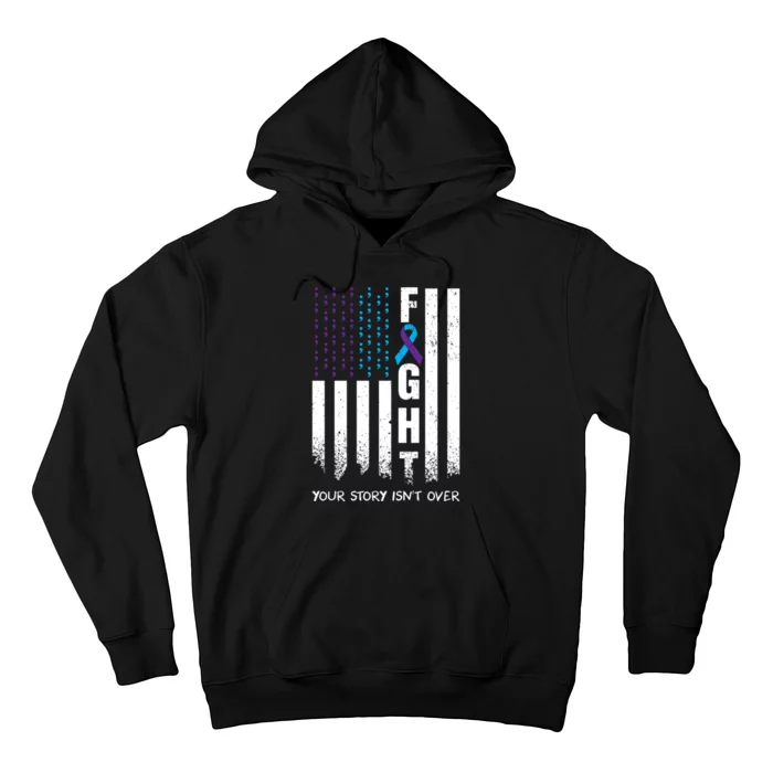 Awareness Suicide Prevention Ribbon FIGHT American Flag Hoodie