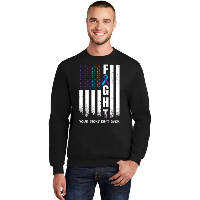 Awareness Suicide Prevention Ribbon FIGHT American Flag Sweatshirt