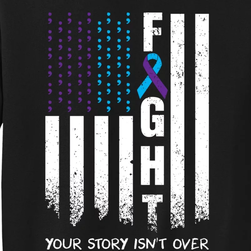 Awareness Suicide Prevention Ribbon FIGHT American Flag Sweatshirt