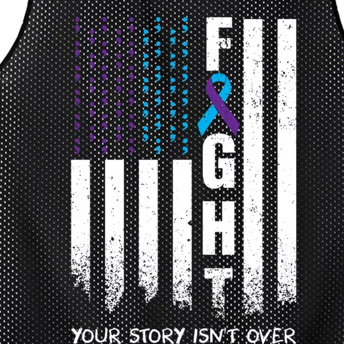 Awareness Suicide Prevention Ribbon FIGHT American Flag Mesh Reversible Basketball Jersey Tank