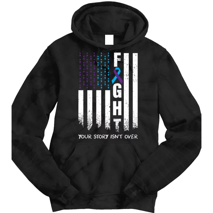 Awareness Suicide Prevention Ribbon FIGHT American Flag Tie Dye Hoodie