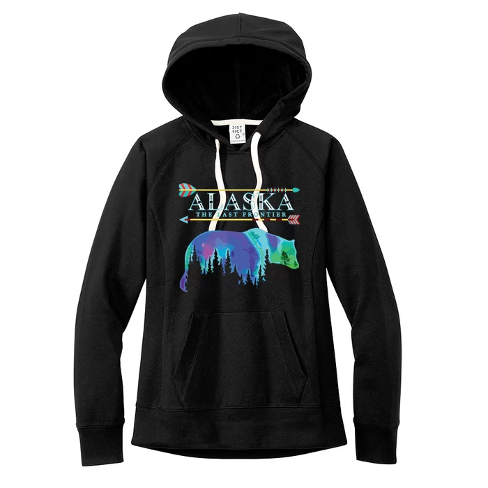 Alaska State Pride Alaska Northern Lights Alaskan Bear Women's Fleece Hoodie