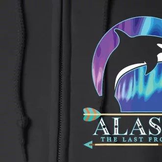 Alaska State Pride Alaska Northern Lights Alaskan Orca Whale Full Zip Hoodie