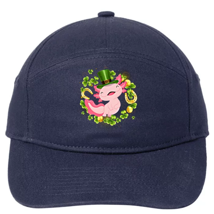 Axolotl Saint Patricks Day Lucky Cute Axolotl St Patrick Gift 7-Panel Snapback Hat