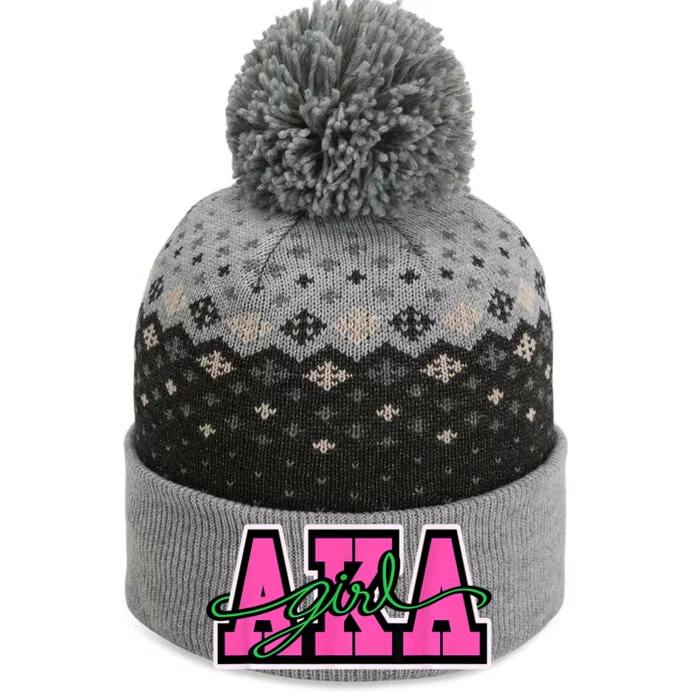 AKA Sorority Pretty Girl Greek Letters The Baniff Cuffed Pom Beanie