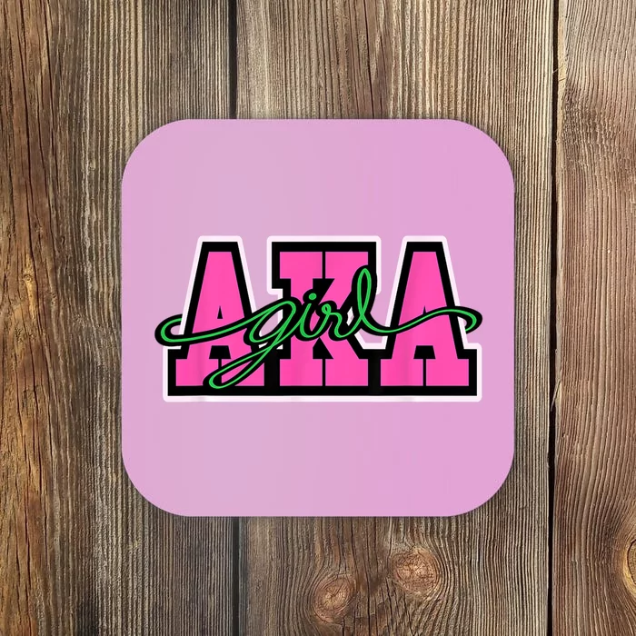 AKA Sorority Pretty Girl Greek Letters Coaster