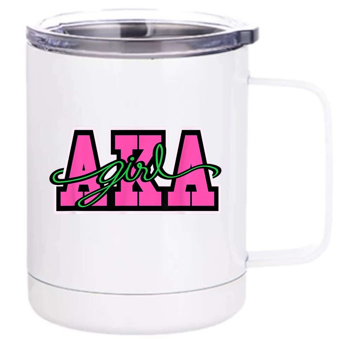 AKA Sorority Pretty Girl Greek Letters Front & Back 12oz Stainless Steel Tumbler Cup