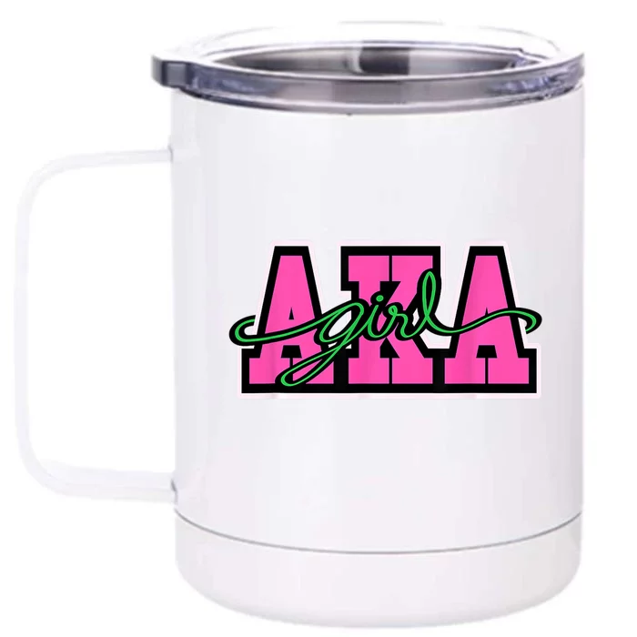 AKA Sorority Pretty Girl Greek Letters Front & Back 12oz Stainless Steel Tumbler Cup